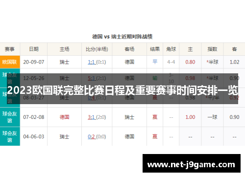 2023欧国联完整比赛日程及重要赛事时间安排一览